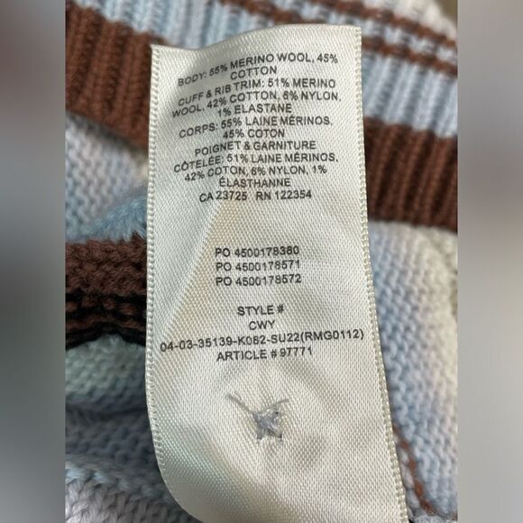 Wilfred Striped Cropped V-Neck Cardigan Puffed Short Sleeves - Size Medium - Picture 7 of 7